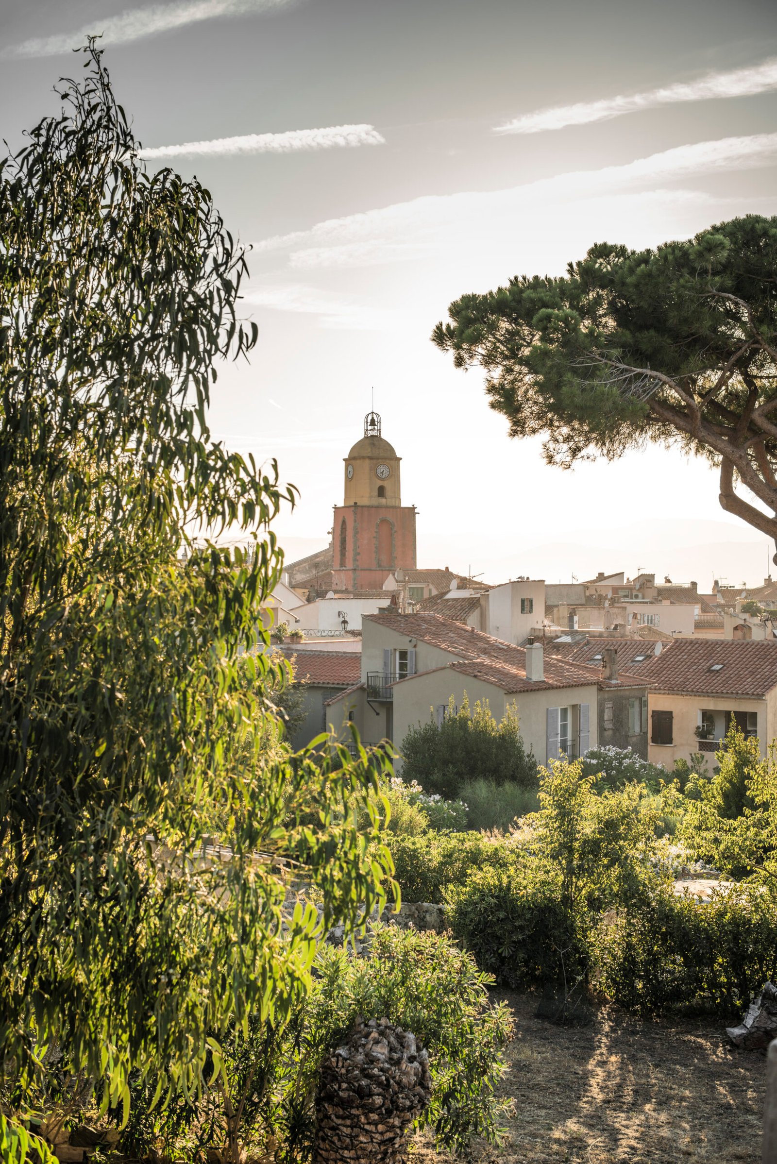 Saint-Tropez the clock tower on sunset.